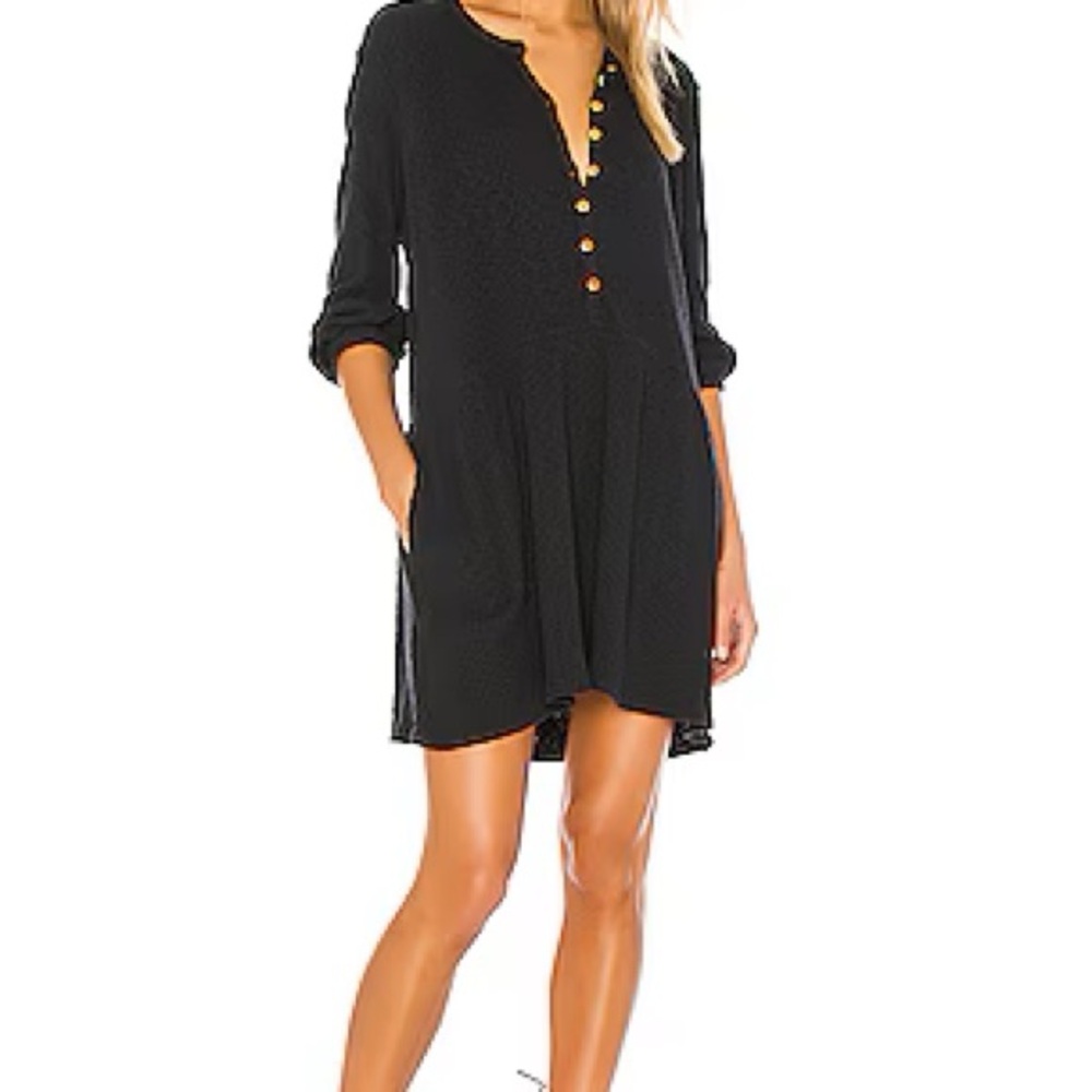 Free People Beach Blossom ribbed knit button front mini dress
